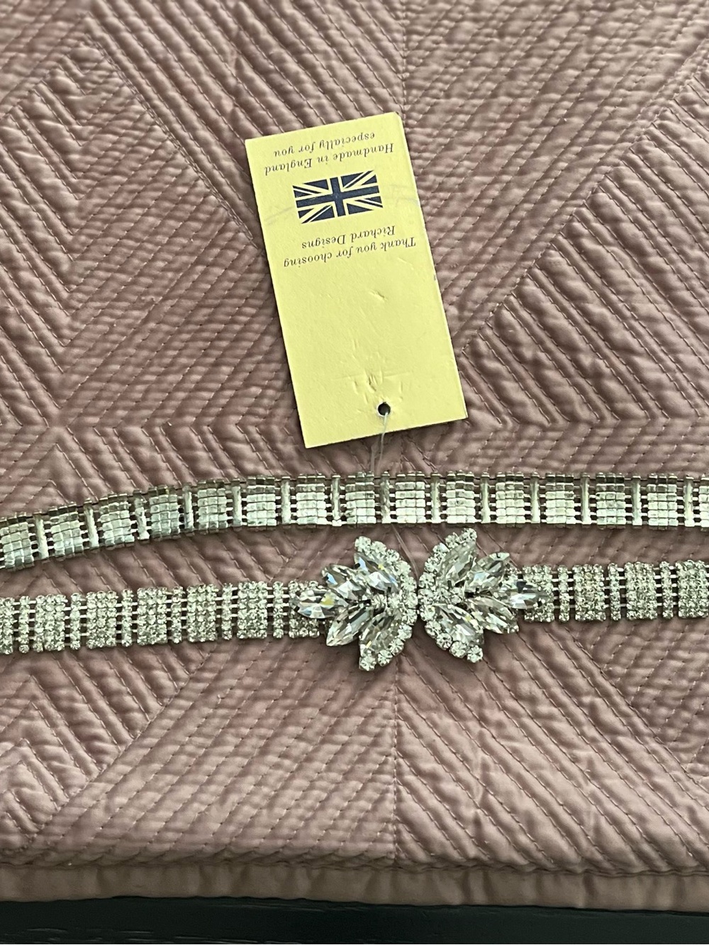 Silver Crystal Bridal Belt with Leaf Motif Accent